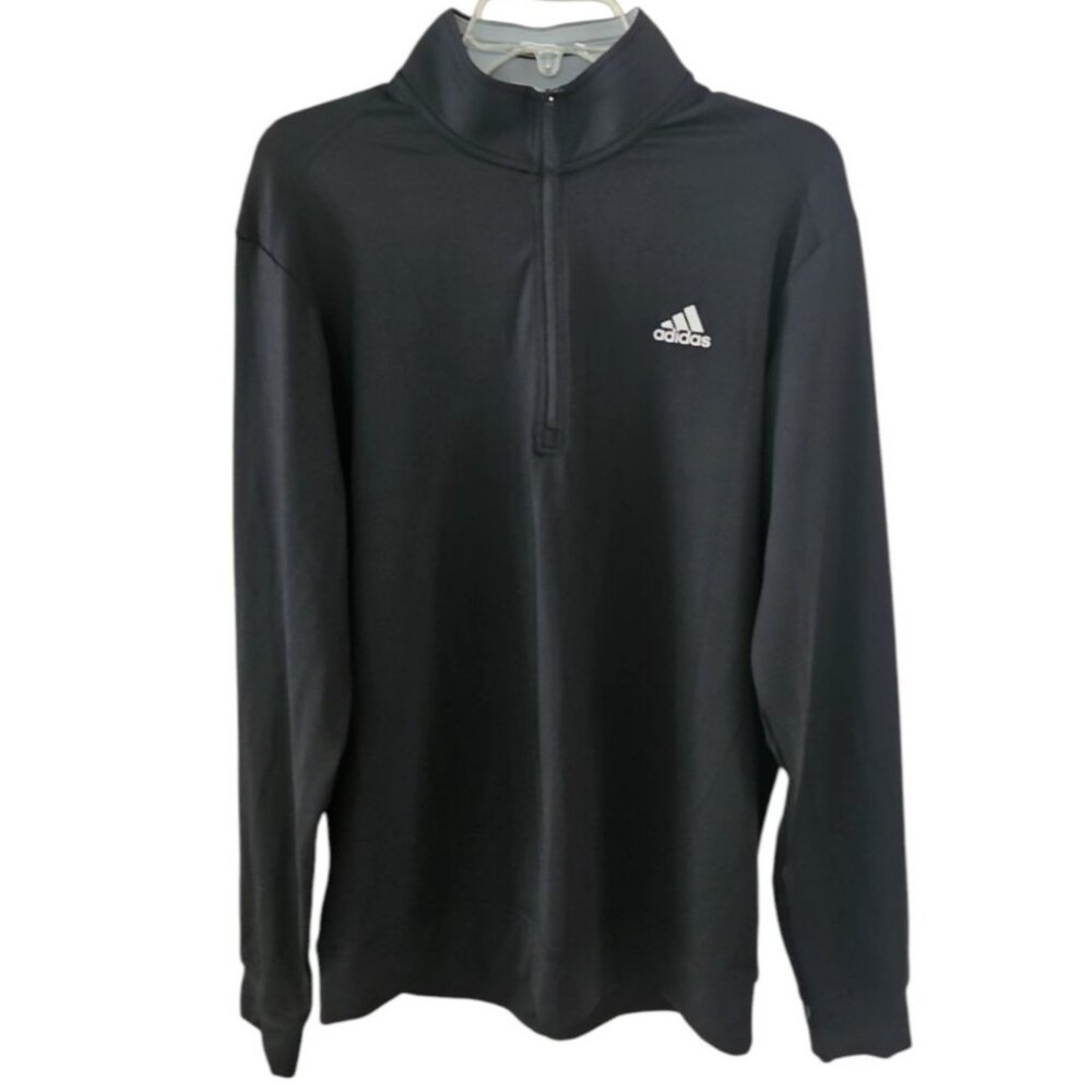 Adidas Mens Medium Black Mocked High Neck 1/2 Zip Golf Shirt NEW No Tags